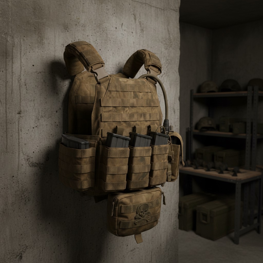 Tactical AR Vest hanging on wall